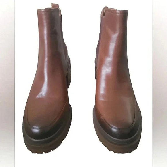 Lugsole 10 Retro Preppy Biker Chelsea Waterproof Burnished Leather Ankle Boot - Picture 5 of 8